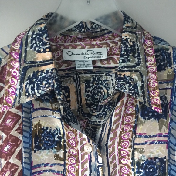 OSCAR DE LA RENTA Men’s Patterned Silk Shirt - Picture 1 of 8